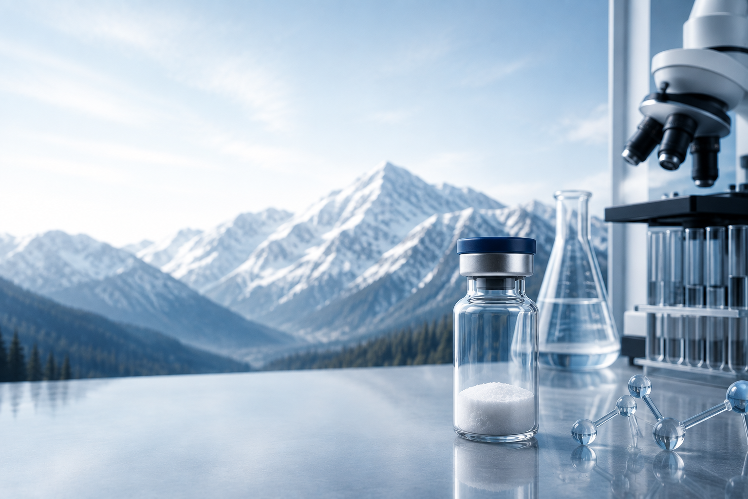 Laboratory scene overlooking the Rocky Mountains